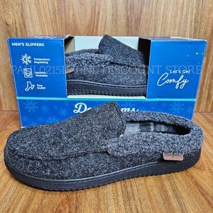 DEARFOAMS Men’s Total Comfort Memory Foam Slippers Machine Washable, Black